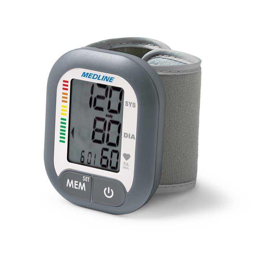 Medline Digital Wrist Blood Pressure Monitor, Wearable, Digital LCD Display, Stores Up To 60 Readings, Batteries Included