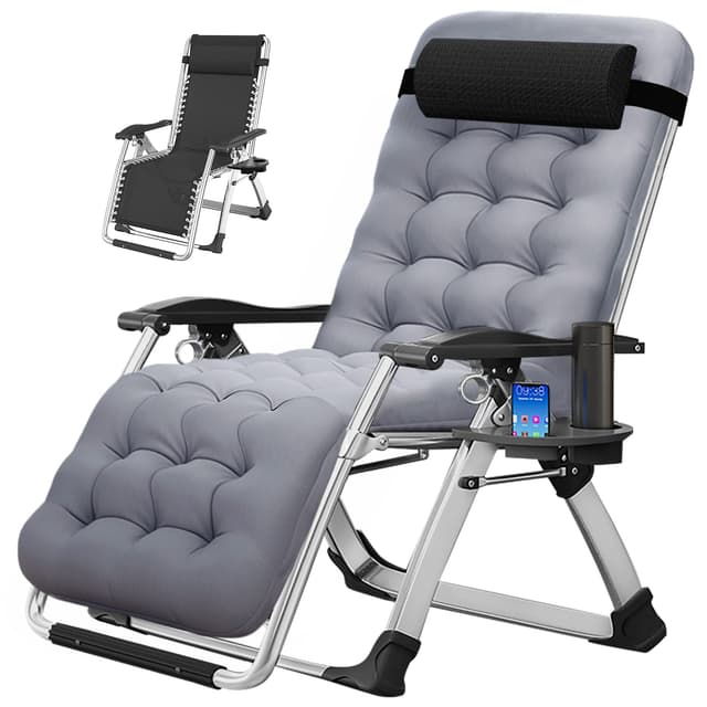 MOPHOTO Zero Gravity Chair, Outdoor Padded Lounge Chair with Side Table, Zero Gravity Recliner Chair, Outdoor Reclining Chair, Sturdy & Comfortable, Supports up to 440lbs