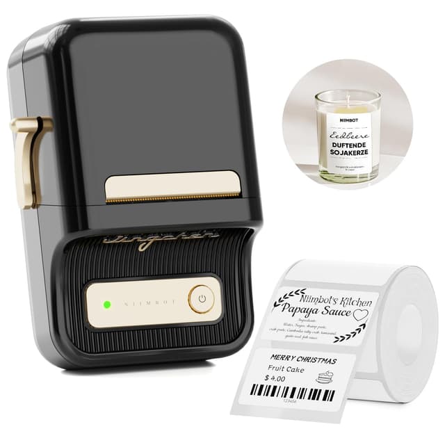 NIIMBOT B21 Label Maker, Thermal Label Printer, Portable Inkless Label Makers for Home/Office/Business, with 1 Pack 50x30mm White Label, Compatible with iOS & Android (Black)