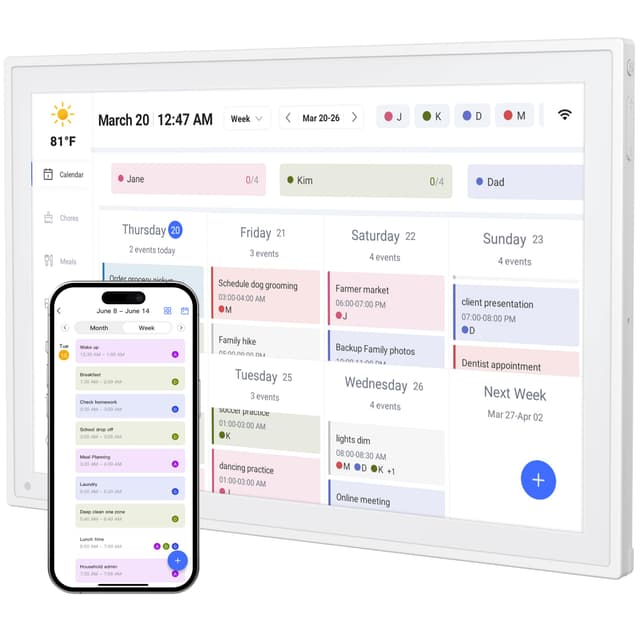 Digital Calendar, 10.1inch Smart WiFi Electronic Calendar&Chore Chart, IPS Touch Screen HD Display for Family Schedules, Share Moments Instantly from Anywhere
