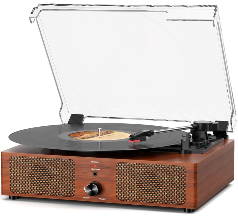 Vinyl Record Player Bluetooth Turntable with Built-in Speakers and USB Belt-Driven Vintage Phonograph Record Player 3 Speed LP Player Support USB Playing and Recording AUX-in RCA Line Out Orange