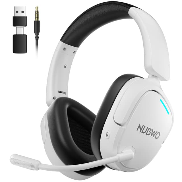 NUBWO Gaming Headset Wireless for PS5, PC, PS4 - Dual 2.4G & Bluetooth Simultaneous Headphones, EQ Sound Modes, Noise-Canceling Mic, 50-Hour Battery, Comfortable Foldable Design, 270g Lightweight