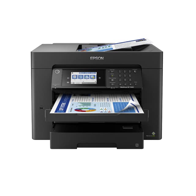Epson Workforce Pro WF-7840 Wireless All-in-One Wide-Format Printer with Auto 2-Sided Print up to 13" x 19", Copy, Scan and Fax, 50-Page ADF, 500-sheet Paper Capacity, 4.3" Screen,Black