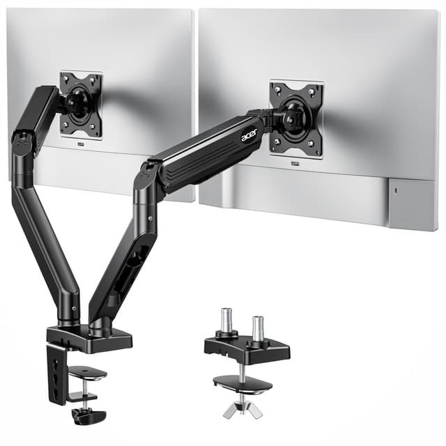 Acer Dual Monitor Arm, Computer Desk Arm with VESA Mounts for 17–32″ Screens, Fully Adjustable Gas Spring Monitor Stand, C-Clamp and Grommet Mounting Base, Fits 4.4 to 19.8lbs Computer Monitors