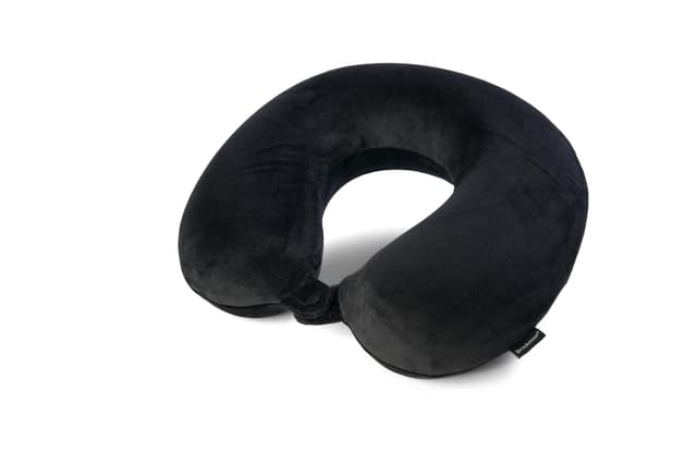 Brookstone Travel Neck Pillow - Lightweight Fleece Casing U-Shaped Stuffable Memory Foam Travel Pillow for Sleeping and Neck Support, Black