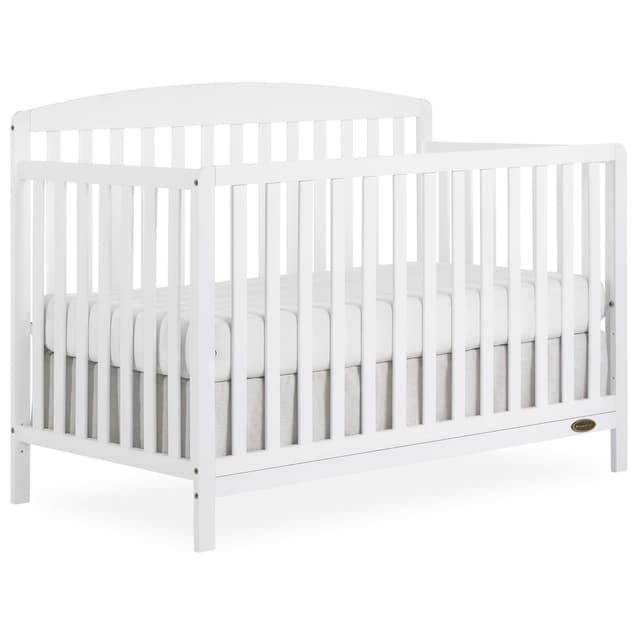 Dream On Me Odelle 5-in-1 Convertible Full-Size Baby Crib in White, GreenGuard Gold & JPMA Converts to Toddler, Day & Full-Size Bed, Sustainable Pinewood, 3 Mattress Heights