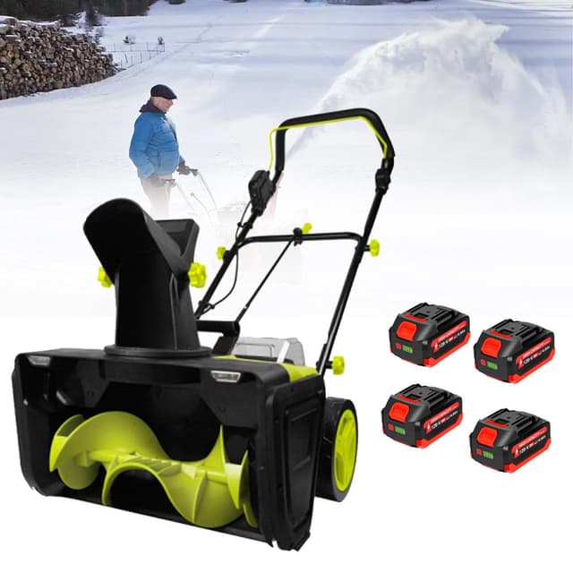 ZHLINGQ 40V Lithium Battery Cordless Snow Blower, 3500W Brushless Motor Snow Thrower with 2/4 Batteries & 1/2 Charger, 50cm/20in Clearing Width, 7.6m/25ft Throw for Driveway & Patio 4Batteries