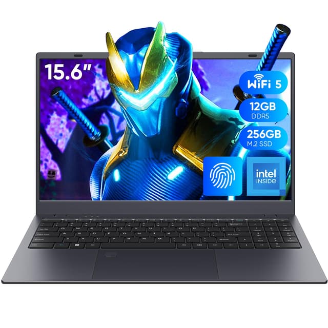 Coolby 15.6inch Laptop, 12GB RAM/256GB SSD, 1920x1080 IPS Display, Intel N95(Beats N5095) Quad Core Laptop Computer, Support Fingerprint, WiFi 5, BT