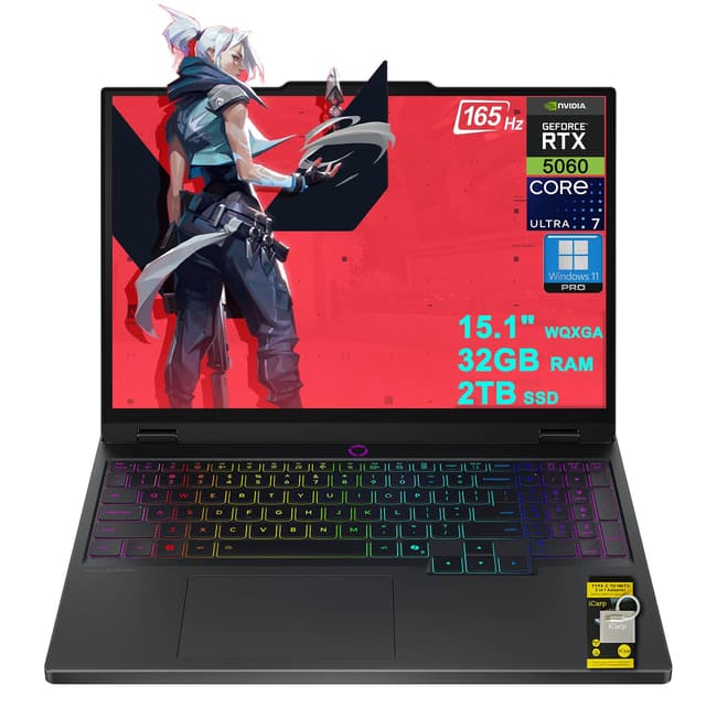Lenovo Legion 5 AI-Powered Gaming Laptop 15.1" WQXGA 2560x1600 OLED 165Hz Intel 20-core Ultra 7 255HX 32GB RAM 2TB SSD GeForce RTX 5060 DLSS4 (Up to 572 AI Tops) RGB Backlit Wi-Fi7 Win11Pro ICP Hub
