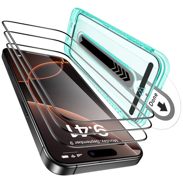 ESR 3 Pack for iPhone 16 Pro Screen Protector, [9H Hardness] [Military Grade Shatterproof] Tempered Glass Film with Flawless Fit Tray, HD Clear, Scratch Resistant