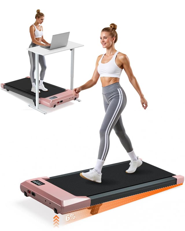 Lacuffy Walking Pad,6% Manual Incline Walking Pad Treadmill,Under Desk Treadmill for Home Office, with App & Remote,2.5HP Quiet,LED Display,300 lbs Capacity