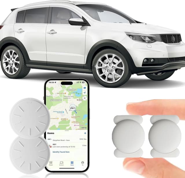 ZITTZ Mini GPS Tracker for Vehicles No Monthly Fee,GPS Car Tracker,Hidden Car Tracker with Magnetic Case,Real Time Car GPS Tracker Work with Apple Find My(iOS Only) (White,2PCS)