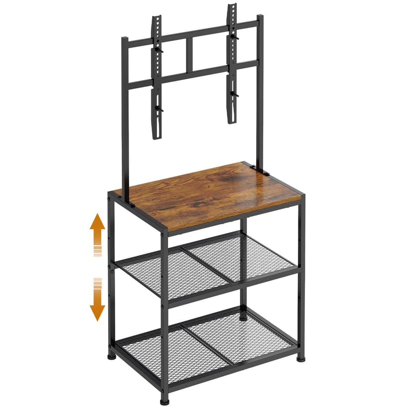 23 Inch to 50 Inch Floor Small Corner TV Stand with Storage Shelves for Living Room Bedroom, Universal Floor Television Stands with Mount, Rustic Brown Corner TV Table Desk Shelf for Small Space