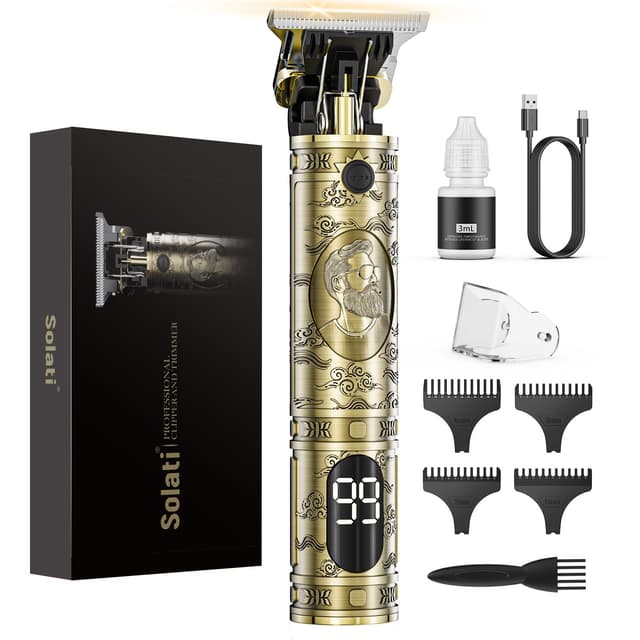 Hair Clippers for Men Cordless Professional Beard Trimmers with LCD Display Electric Grooming Rechargeable Shaver Zero Gapped T/Blade Cutting Kit Gift for Women Men Children