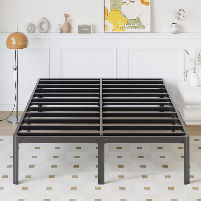 Yicensen 14 Inch California King Bed Frames No Box Spring Needed, Heavy Duty Cal King Metal Platform Bed Frame with Rounded Corner Legs, Easy Assembly, Noise Free, Black