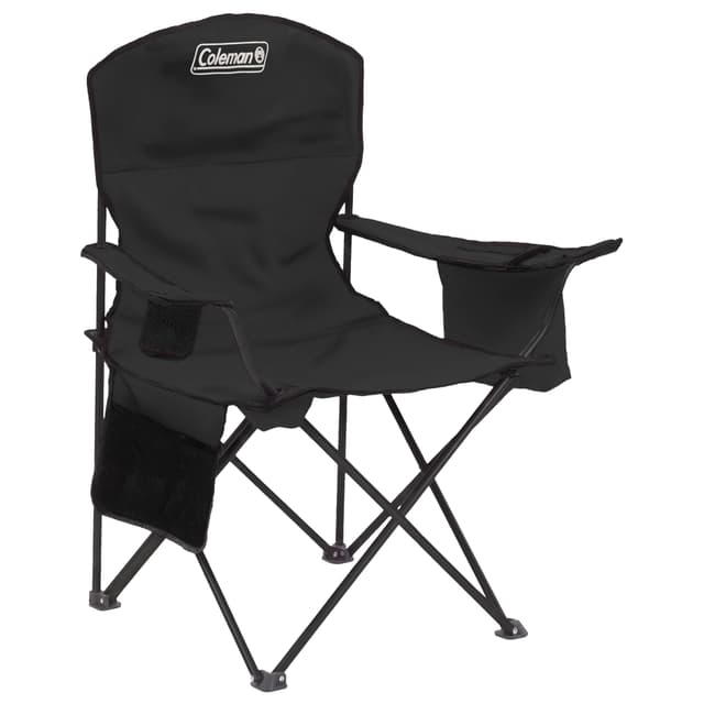 Coleman Portable Camping Chair with 4-Can Cooler, Cushioned Seat & Back with Side Pockets & Cup Holder, Carry Bag Included, Great for Camping, Tailgating, Firepits, Patio, & More