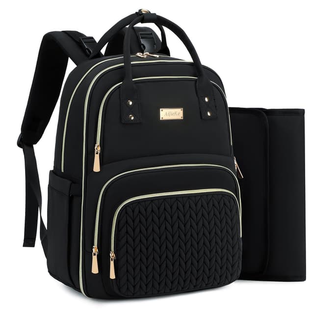 Diaper Bag Backpack - Large Multi functional, Boys, Girls & Baby Travel Essentials Tote with Changing Pad, Insulated Pockets, Stroller Straps, Waterproof - Baby Backpack for Mom & Maternity (Black)