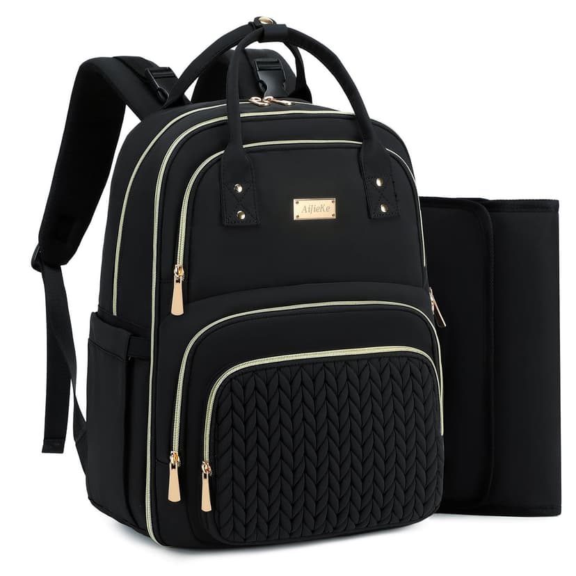Diaper Bag Backpack - Large Multi functional, Boys, Girls & Baby Travel Essentials Tote with Changing Pad, Insulated Pockets, Stroller Straps, Waterproof - Baby Backpack for Mom & Maternity (Black)