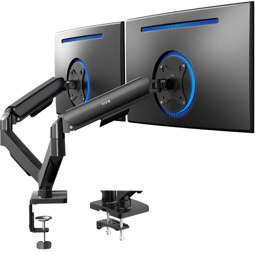 VIVO Dual Monitor Stand, Fully Adjustable Arms for 17 to 32 inch Screens, Mechanical Articulating Desk Mount, Gaming and Office Setups, VESA 75x75, 100x100, Max 19.8 lbs, Classic, Black, STAND-V002O