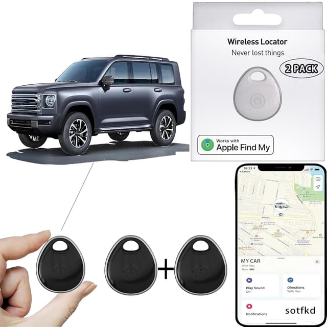 2 Pack GPS Tracker for Vehicles,Car Tracker Device Hidden for Vehicles,Tracker Device for Vehicles,GPS Tracker (Only iOS) | MFi Certificated | No Monthly Fee | Waterproof | Work with Find My