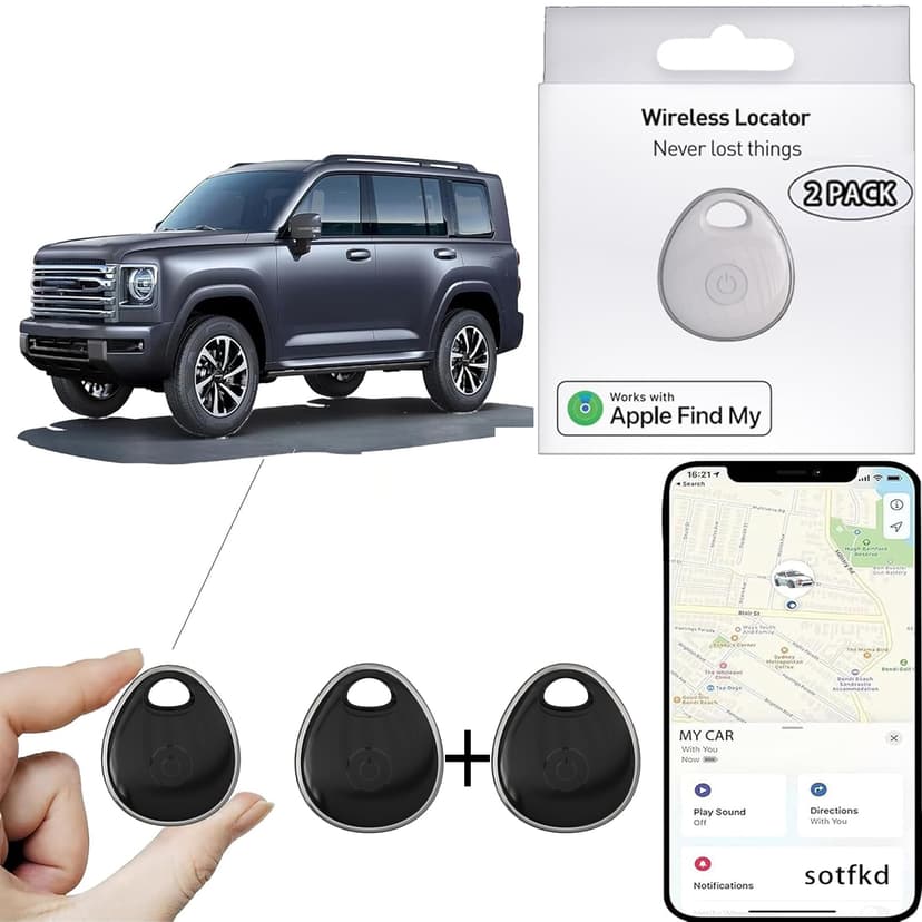 2 Pack GPS Tracker for Vehicles,Car Tracker Device Hidden for Vehicles,Tracker Device for Vehicles,GPS Tracker (Only iOS) | MFi Certificated | No Monthly Fee | Waterproof | Work with Find My