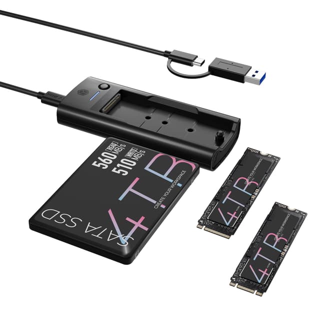 M.2 NVMe/SATA & 2.5”/3.5” Hard Drive Docking Station, ICY BOX SATA to USB Adapter, 10Gbps Hard Drive Reader for M Key & B+M Key NVMe and SATA HDD SSD Hard Drive, Tool-Free Aluminum M.2 SSD Enclosure