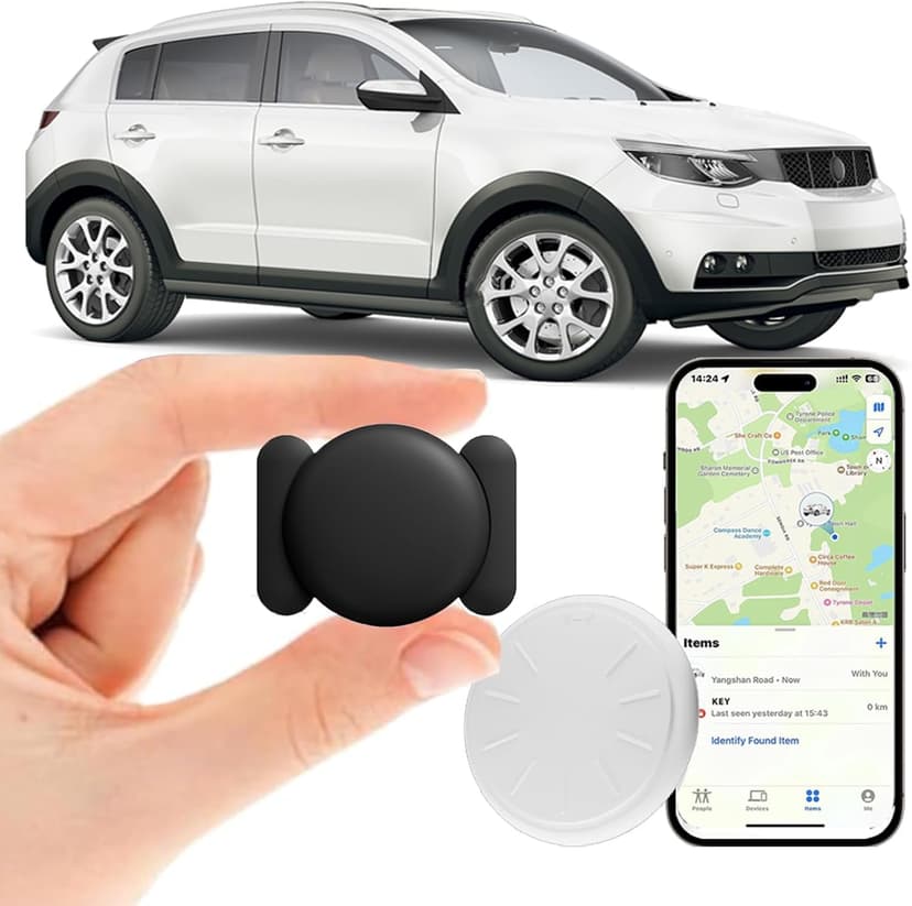 ZITTZ Hidden GPS Tracking Devices,Real Time GPS Tracker for Vehicles Work with Apple Find My(iOS Only),Car GPS Tracker with Magnetic Case,No Monthly Fee,No SIM Card Required (Black,1PCS)