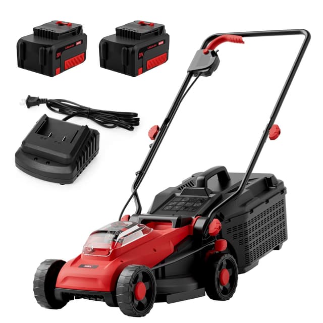 MZK 20V 13" Electric Lawn Mower, Brushless Cordless Lawn Mower with 4-Position Height Adjustment, Walk-Behind Push Mowers with 8 Gallon Grass Bag, 2 x 4.0Ah Batteries & Charger Included, LM13B8