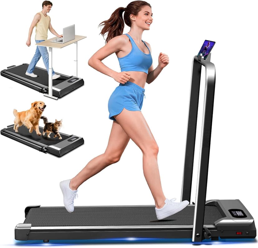 Walking Pad with Handle Bar, 2.5HP Walking Pad Treadmill, 3 in 1 Portable Under Desk Treadmills for Home Small Space, Foldable Folding Home Treadmill with Remote Control, 320LBS Capacity