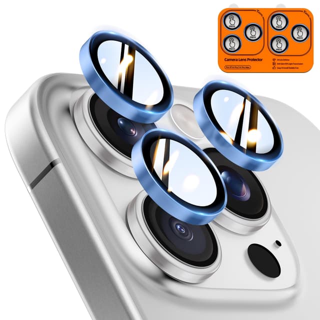 TOCOL for iPhone 14 Pro Max Camera Lens Protector/iPhone 14 Pro Camera Lens Protector Tempered Glass HD Individual Scratch Resistant Cover Accessories Case Friendly 2 Pack（Light Blue）