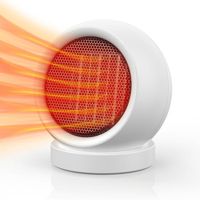 Coolfor Space Heater,600W Energy Efficient Desk Heater for Indoor Use,PTC Ceramic Fast Heating Electric desktop Heater for Home Bedroom Office Desk White