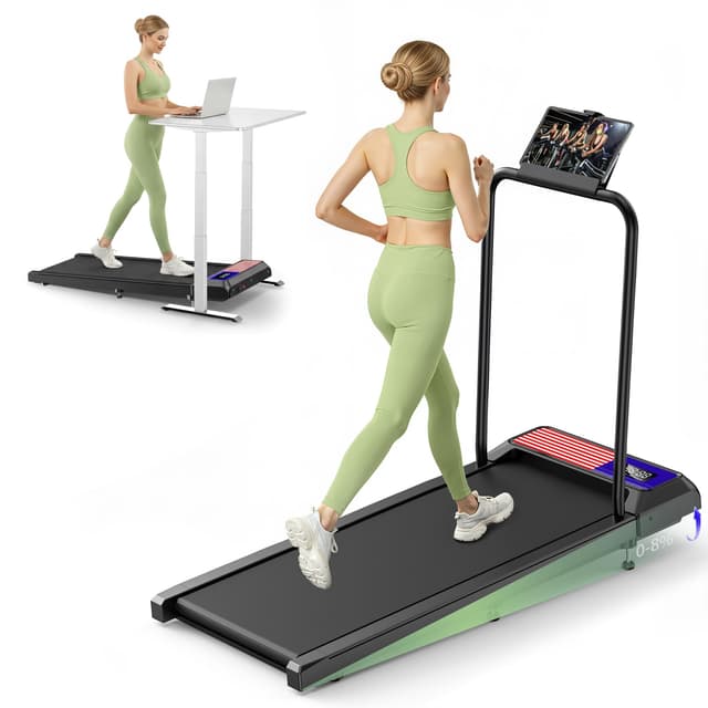 Walking Treadmills Pad with Handles,Under Desk Treadmills with Removable Handle 2.5HP for Home and Office, 270Lbs Capacity Walking Treadmill with APP &Remote Control, LED Display