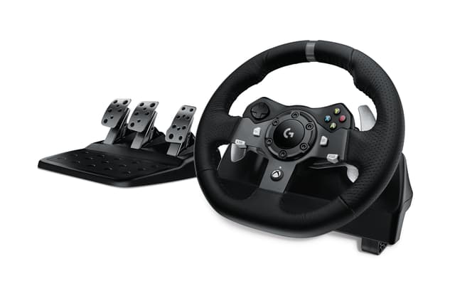 Logitech G920 Driving Force Racing Wheel and Floor Pedals, Real Force Feedback, Stainless Steel Paddle Shifters, Leather Steering Wheel Cover for Xbox Series X|S, Xbox One, PC, Mac - Black