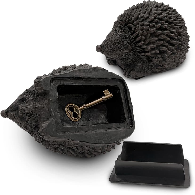 AZ-Homey Hedgehog Key Hider Outdoor – Resin Waterproof Fake Rock Hide a Key, Secure Spare Key Holder with Secret Storage, Weather Resistant Garden Decor for Indoor & Outdoor Use