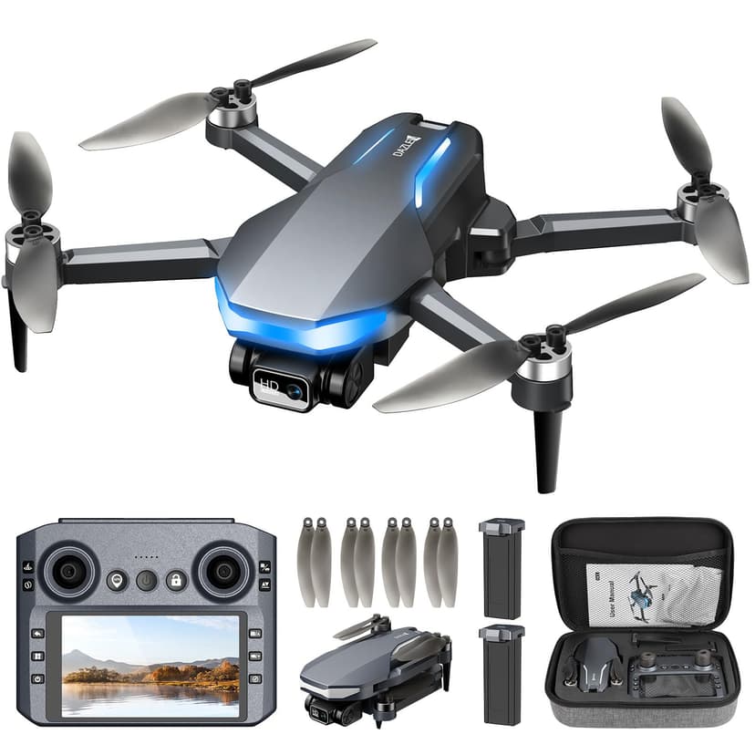 GPS Drone with 2K Camera for Adults, 5G FPV Foldable Drone with 4.5" Screen Controller, Brushless Motor, Tap Fly & Circle Fly, GPS Auto Return, Follow Me, Long Flight Time RC Quadcopter for Beginners