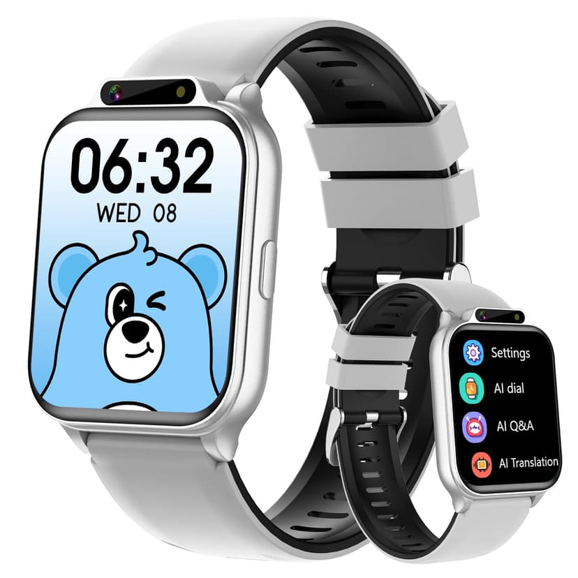 Smart Watch for Kids, 1.85" Fitness Tracker with Heart Rate, Sleep Monitor, IP68 Waterproof Smartwatches with Video Music, Pedometer, Game, NO APP/Phone, Gift for Boys Girls. (Built-in AI, Silver)