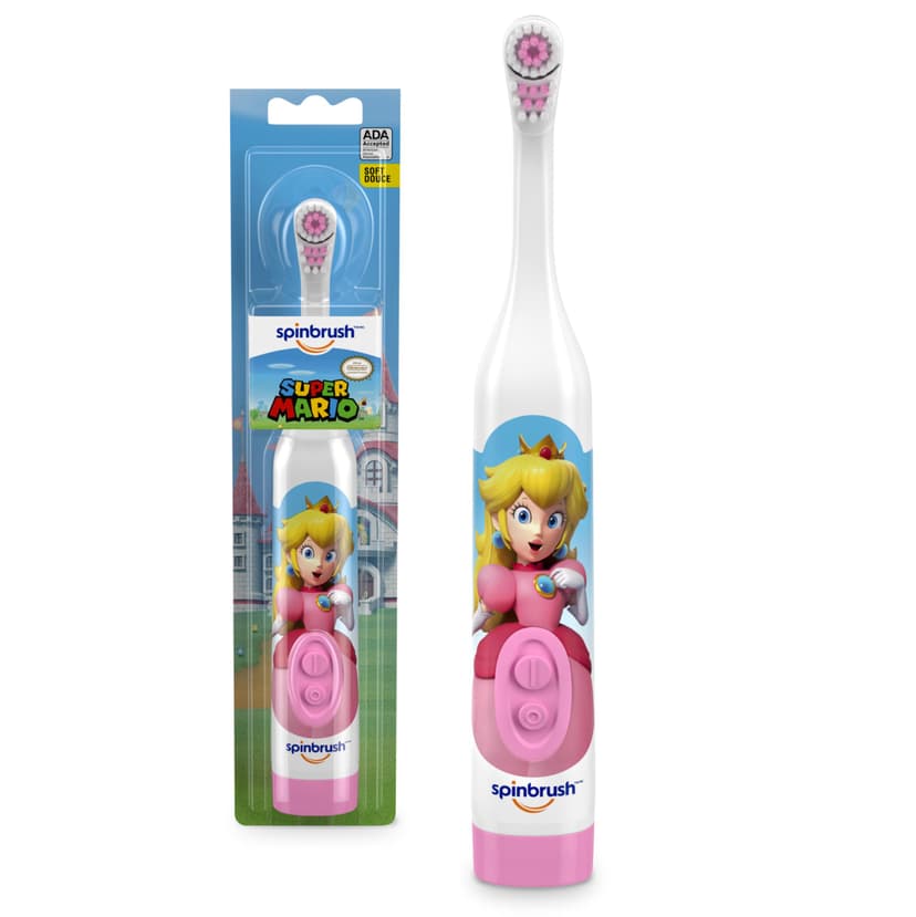 Princess Peach Kid’s Spinbrush Electric Battery Toothbrush, Soft Bristles