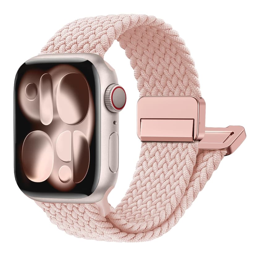 Magnetic Braided Stretchy Loop - Compatible with Apple Watch Band 42mm 46mm 40mm 41mm 44mm 45mm 38mm Ultra/2 49mm Women Men,Elastic Woven Fabric Nylon Strap for iWatch Ultra Series 10 9 8 7 6 5 4 3 SE