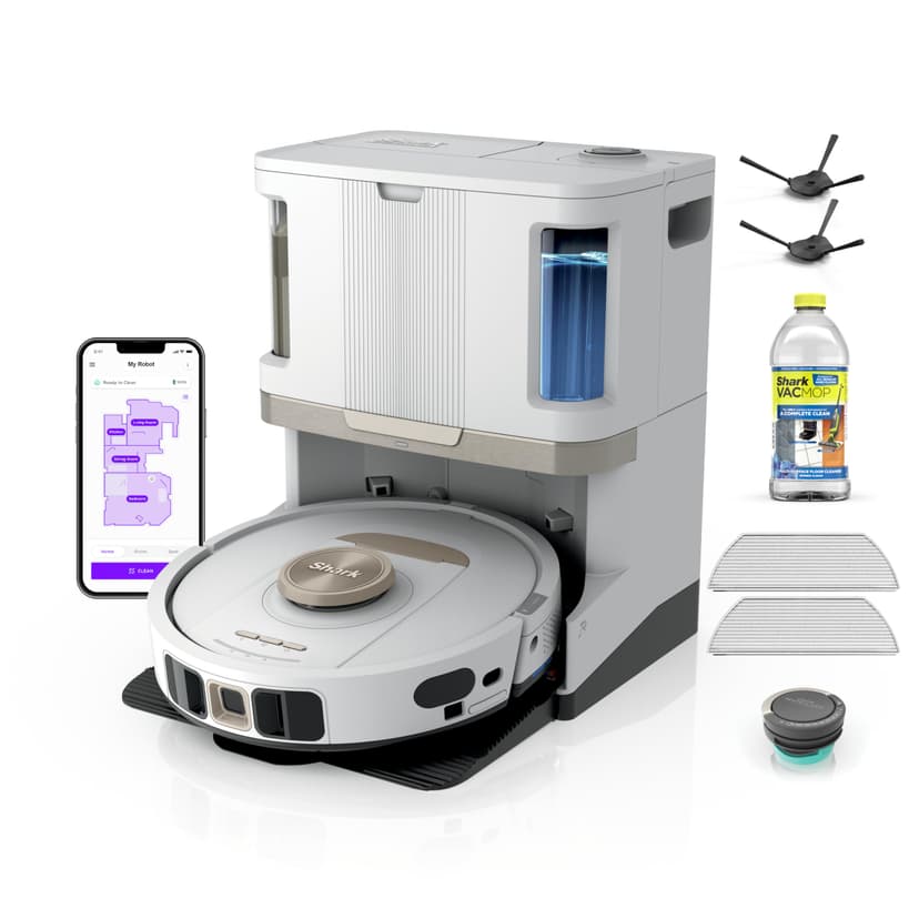 Shark Stratos 2-in-1 Robot Vacuum & Mop with 25+ Hands-Free Features & NeverTouch Self-Cleaning Base, Precision Mapping, Autolift Technology, HEPA Filtration, Edge Detect, White, RV2720ZE