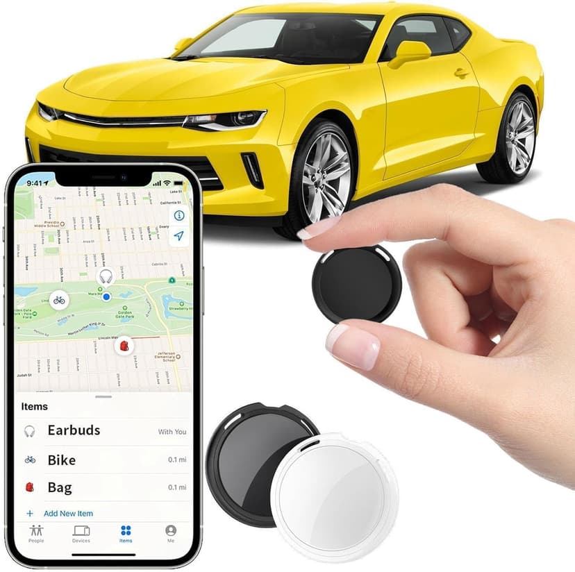 2 Pack GPS Tracker for Vehicles Work with Find My (iOS Only) Real Time Mini Car Air Tracker Tag Devices Global Coverage Hidden Car Locator Tracking No Monthly Fee No Subscription No SIM Card Required
