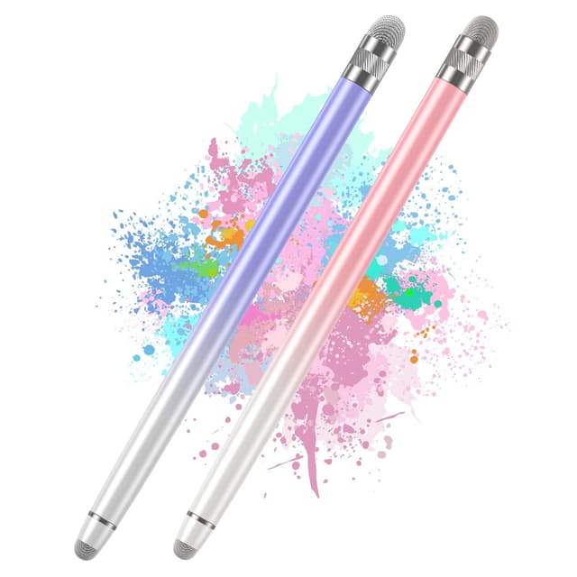 Bopomofo 2PCS Stylus Pens for Touch Screens,Stylus Pen for iPhone/iPad/Tablet Android/Microsoft Surface,Compatible with Touch Screens(White Pink/White Purple)