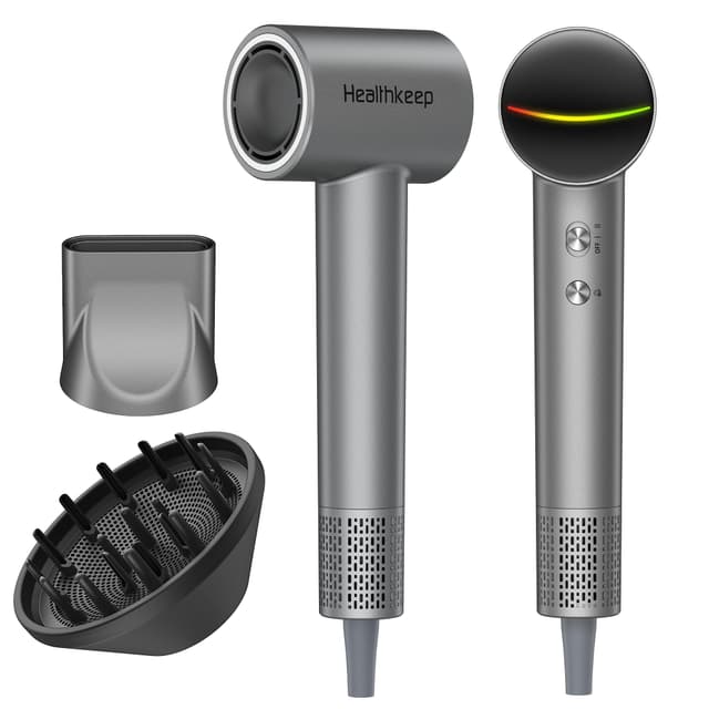 Hair Blow Dryer with Diffuser: 1500W High-Speed Brushless Motor 500M Ionic Technology, Thermo-Control Low Noise for Curly, Straight & Damaged Hair, Home Travel Salon