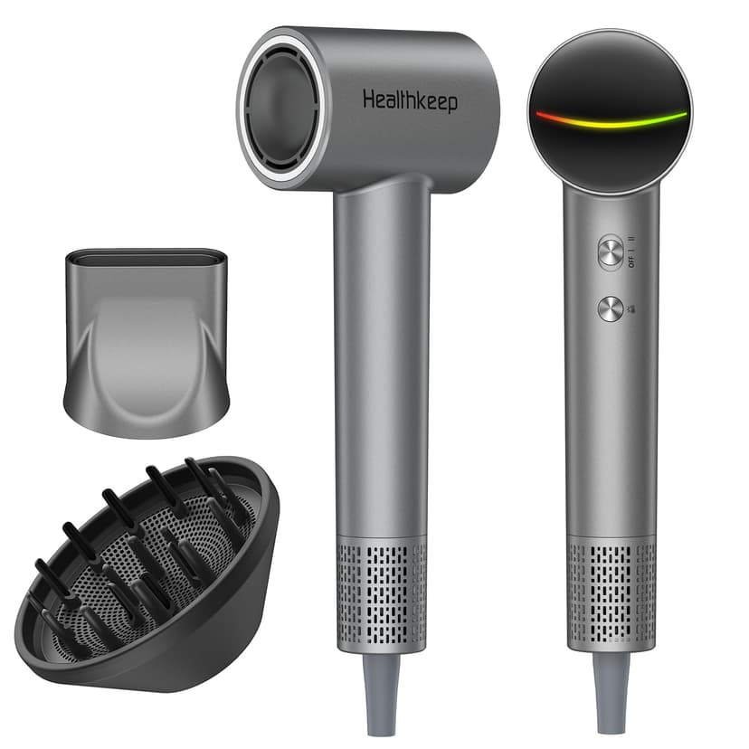 Hair Blow Dryer with Diffuser: 1500W High-Speed Brushless Motor 500M Ionic Technology, Thermo-Control Low Noise for Curly, Straight & Damaged Hair, Home Travel Salon