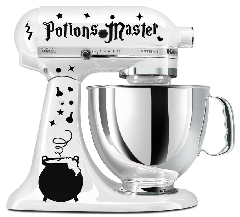 Potions Master Wizard Cauldron Black Vinyl Decal Set For Stand Mixer (Mixer Not Included)