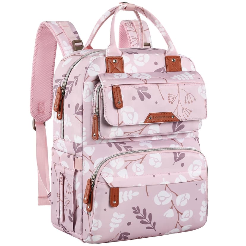 Diaper Bag Backpack for Baby Girl, Multifunction Waterproof Diaper Bag for Mom Dad, Large Pink Floral Baby Diaper Bags, Baby Essentials Travel Bag with Stroller Straps, Large Capacity, Stylish