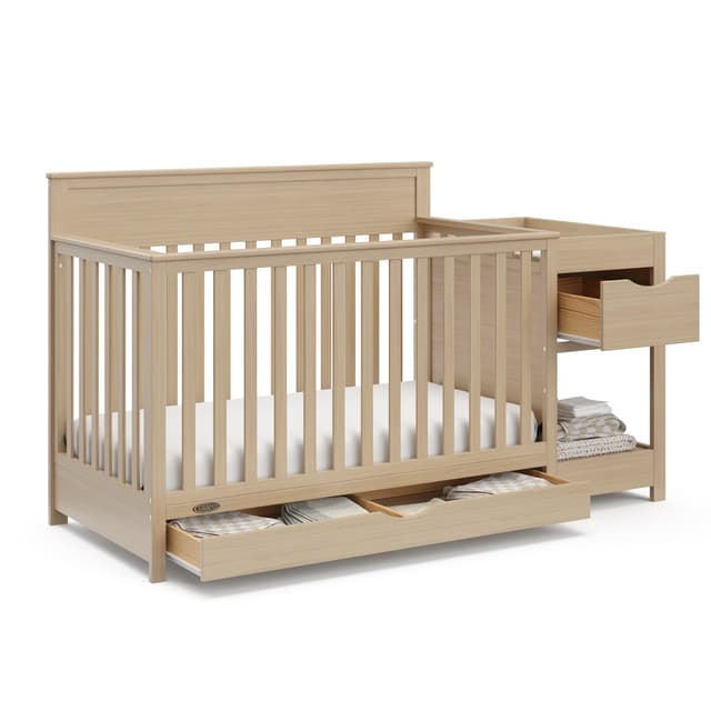 Graco Shiloh 5-in-1 Convertible Crib & Changer with Drawer (Driftwood) – GREENGUARD Gold Certified Baby Crib Crafted from Wood, Converts to Toddler Bed, Daybed, and Full-Size Bed