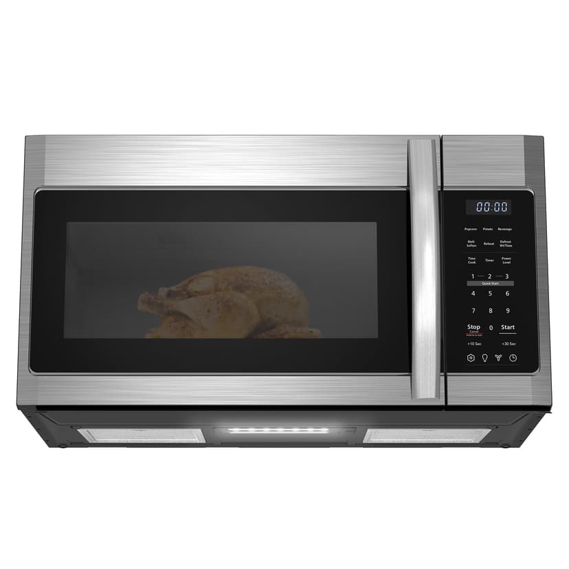 BLACK+DECKER Over the Range Microwave Oven with Vent and One-Touch Auto Cooking, 1.7 cu. ft. OTR Over Stove Microwave, Stainless Steel, 1000 Watts, EM044K6CE-SS