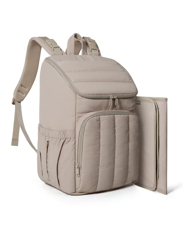 BAGSMART Diaper Bag Backpack, Large Baby Diaper Bag, Quilted Puffy Baby Bag for Mom with Quick-access Insulated Pockets, Lightweight Versatile Travel Backpack