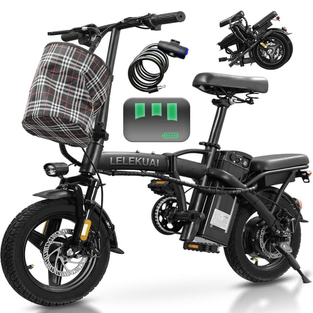 Electric Bike for Adults Teens, Folding Ebike,Commuter City Foldable E Bike with 560W Motor and 48V 10Ah Battery, 21.6MPH Speed Pedals Assist, Dual Disc Brakes,14" Compact Electric Bicycle with Basket