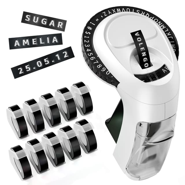 VolenGo Embossing Label Maker, Scrapbook Supplies Junk Journal Kits, Vintage Embossed Manual Labeler Machine with 10 Rolls 3D Tapes, Retro Old School Embosser for DIY Crafts & Scrapbooking, Omega S